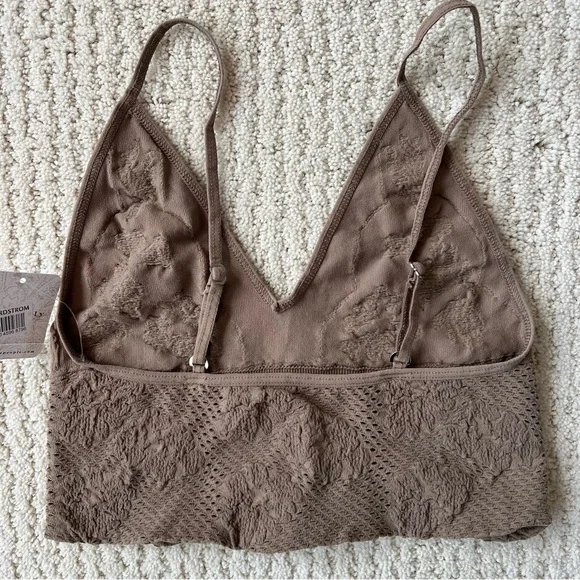 NWT FREE PEOPLE Intimately Candy Seamless Longline Bralette Sand XS/S - Picture 5 of 8